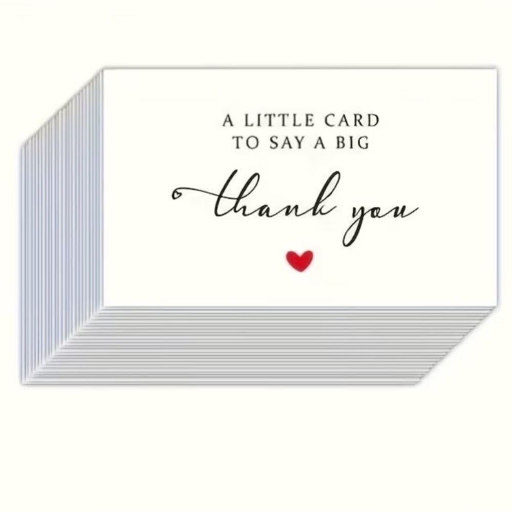 Elegant Thank You Cards with Red Heart, NEW, 50 cards